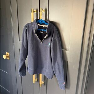 League Boys Dark Blue Watercolor Florida Quarter Zip Sweater